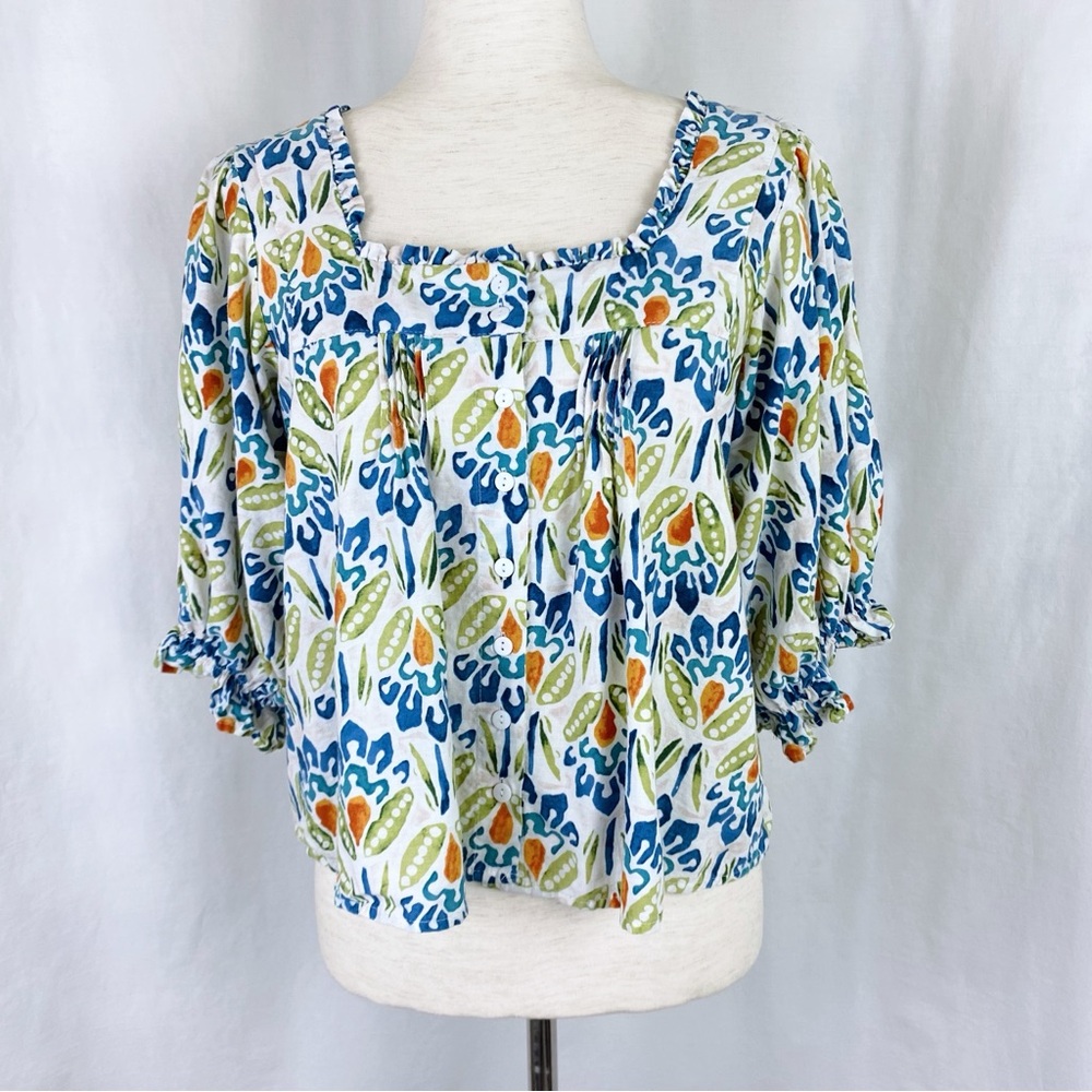 RACHEL Rachel Roy Floral Print Top - Blue, Green, Orange